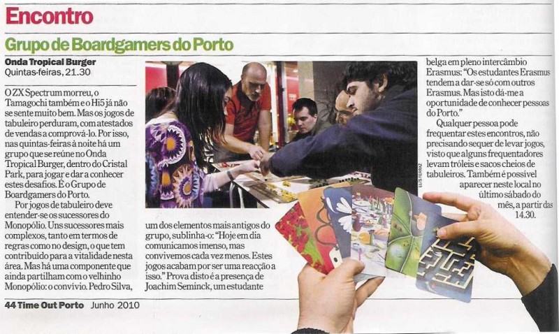 Grupo de Boardgamers do Porto na Timeout - artigo
