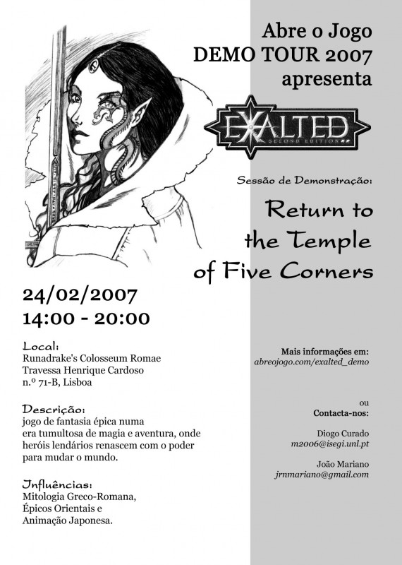 Abreojogo Demo Tour Exalted 2nd Ed Promo Flyer