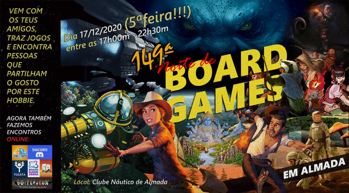 A imagem pode conter: 2 pessoas, texto que diz "VEM COM os TEUS AMIGOS, TRAZJOGOS TRAZ JOGOS EENCONTRA PESSOAS QUE PARTILHAM o GOSTO POR ESTE HOBBIE. (5afeira!!!) 22h30m Dia 17/12/2020 17h00m entre as 149~ BOARD GAME> AGORA TAMBÉM FAZEMOS ENCONTROS DISCORD TABLETOPIR … YUCATA SVITERSEUS Local: Clube Náutico de Almada EM ALMADA"